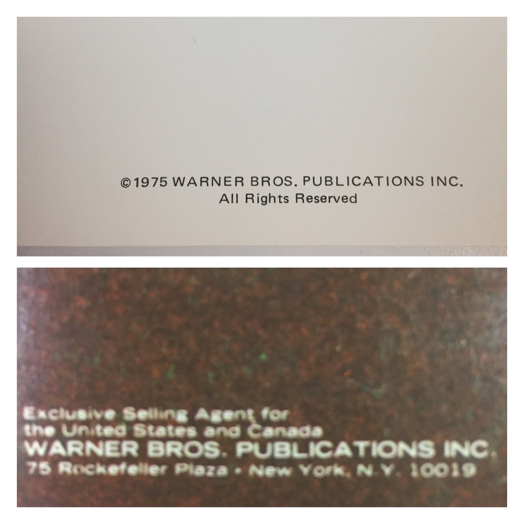 1975 Aerosmith Toys in the Attic Guitar Tablature Book Warner Bros Music