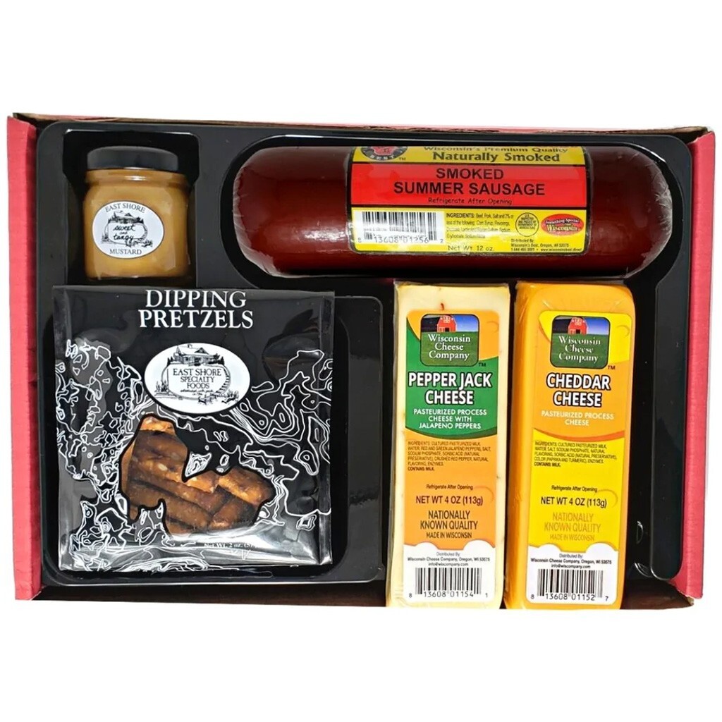 Wisconsin's Best Gourmet Cheese & Sausage, Dipping Gift Box,