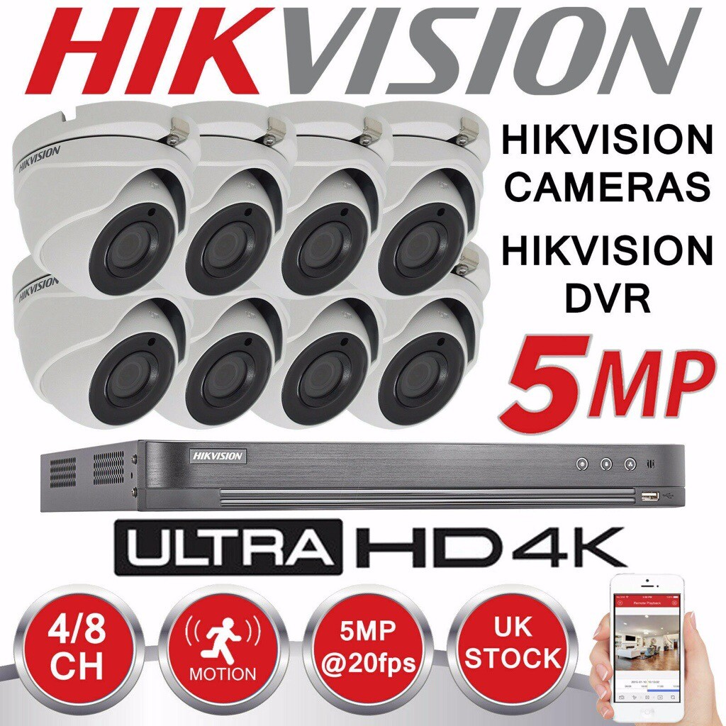 HIKVISION 5MP CCTV SYSTEM 4K UHD DVR 4CH 8CH HD OUTDOOR CAMERA HOME
