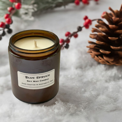 8 oz Amber Glass Jar Candle, 100% Soy Wax, Assorted Scents, Cotton Wick
