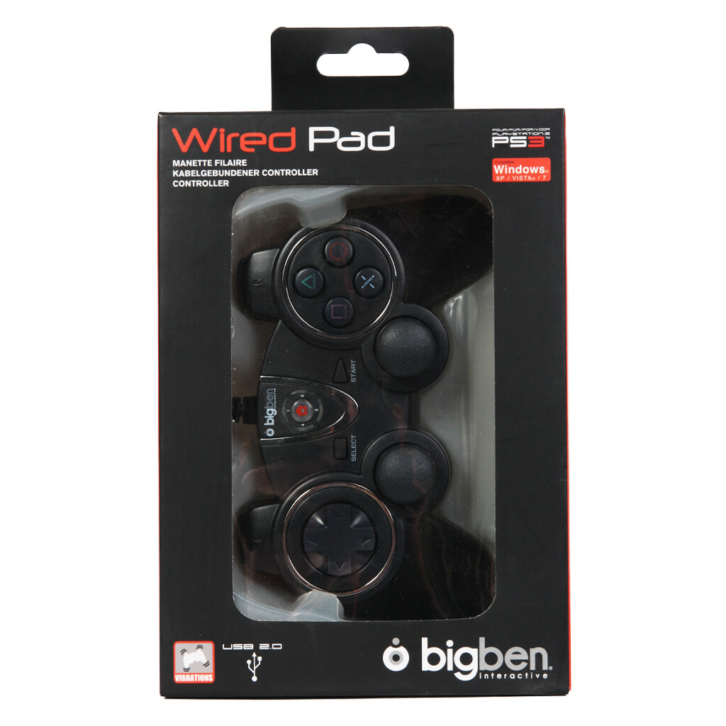 BigBen Wired Pad Rumble-Controller Gamepad Joystick für Sony PS3 PC schwarz
