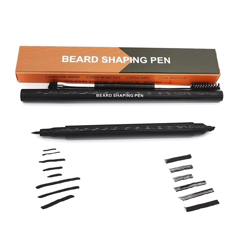 Waterproof Beard Filling Pen Kit Barber Pencil W/ Brush Hair Engraving Styling.