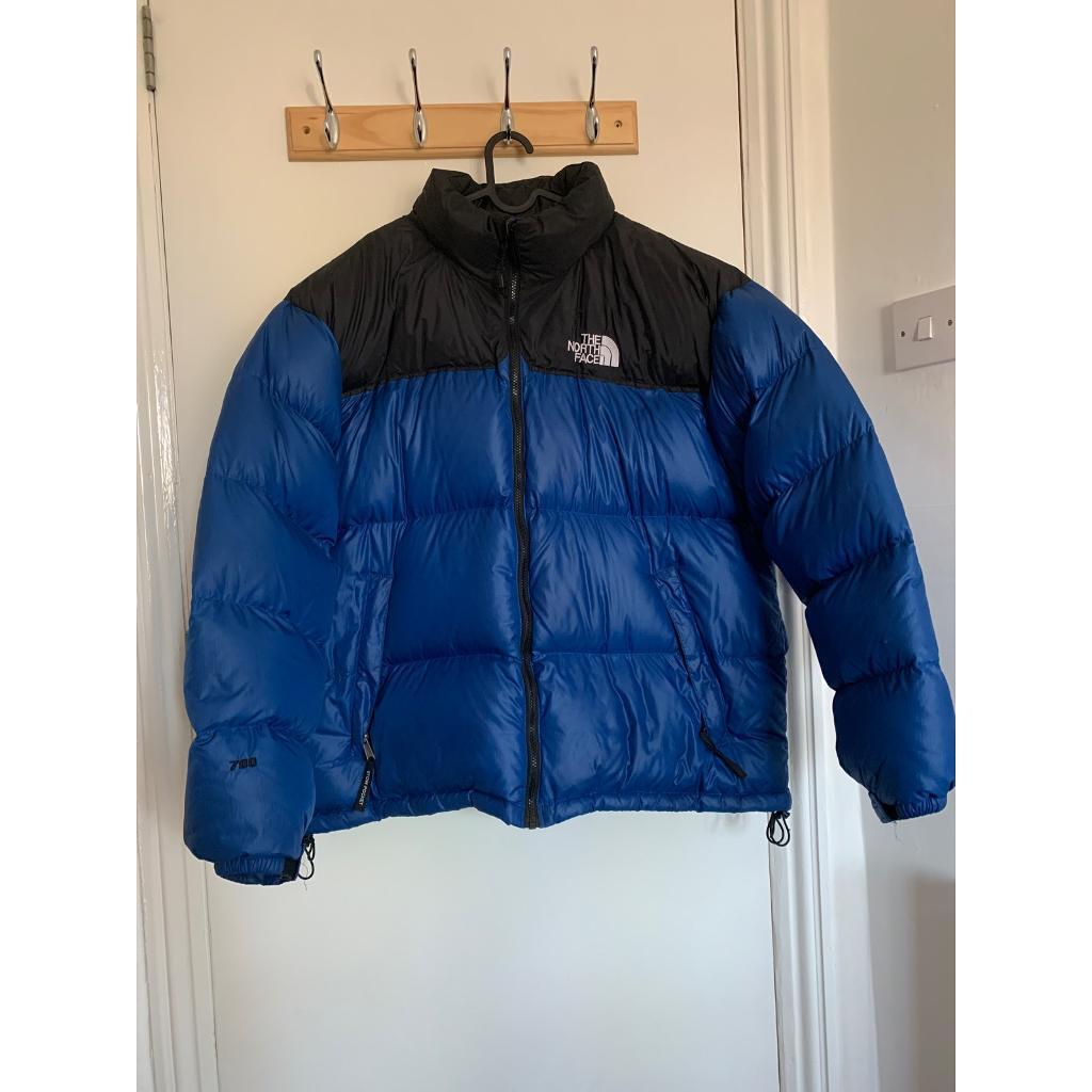 Men’s XXL North Face Puffer Jacket Blue/Black Nuptese 700 in