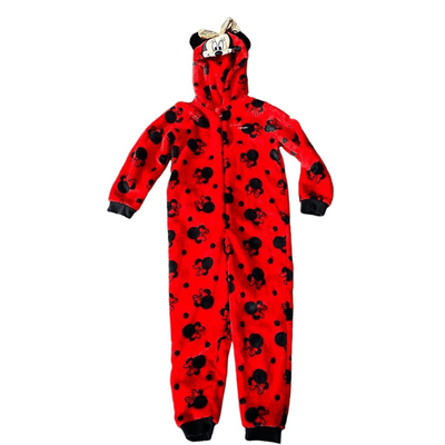 Disney Minnie Mouse Hooded One Piece Fleece Pajamas Size 6 7 48