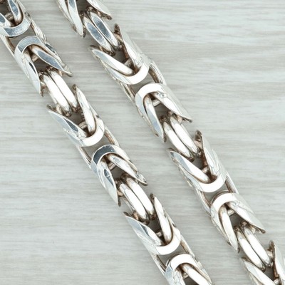 Large Byzantine Chain Necklace - Sterling Silver 21.5