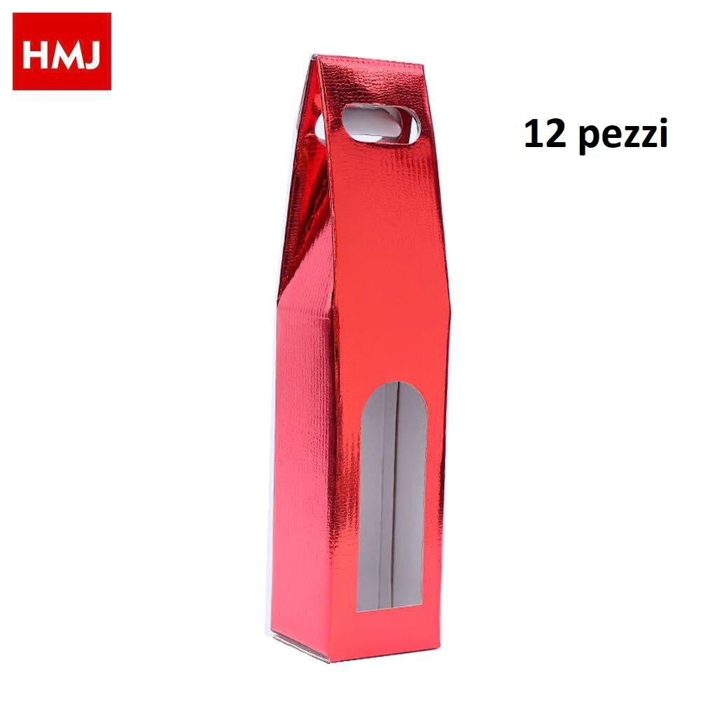 Set 12 Pezzi Buste Da Regalo Scatola Box Sacchetto Vino Bottiglia Rossa hmj
