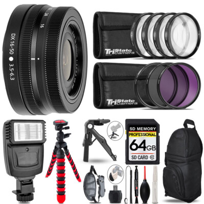 Nikon Z DX 16-50mm VR Lens + Slave Flash + MACRO, UV-CPL-FLD - 64GB Kit