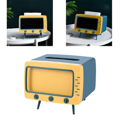 2 in 1 TV Tissue Box Dispenser Desktop Mobile Phone Stand Holder Napkin Case