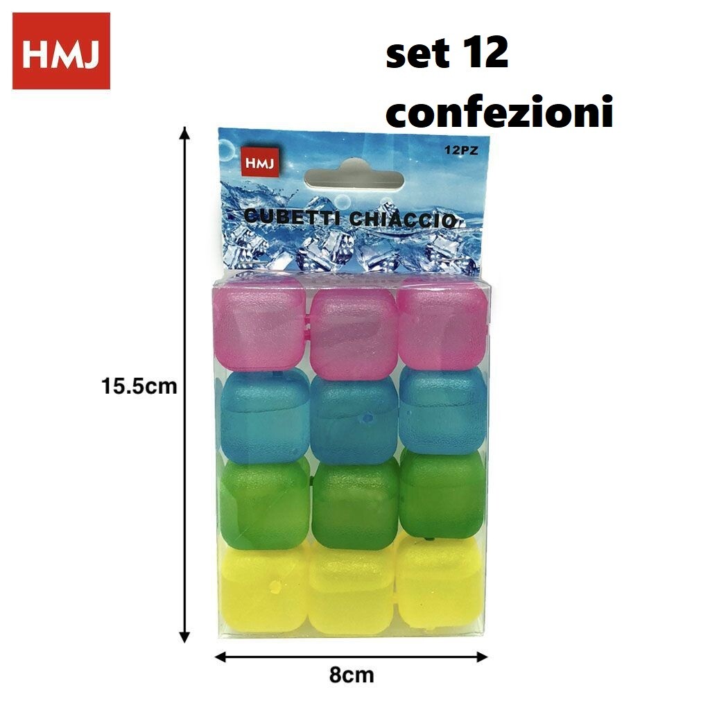 Set 144 Pz Cubetti Ghiaccio Finto Colorati Freezer Cocktail Riutilizzabili hmj