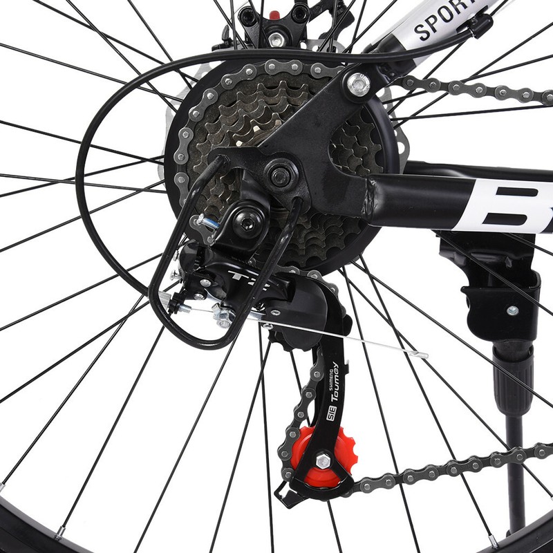 Mountain Bike Full Suspension 21 Speed Mens Women Bikes MTB 26" Bicycle Steel/PU