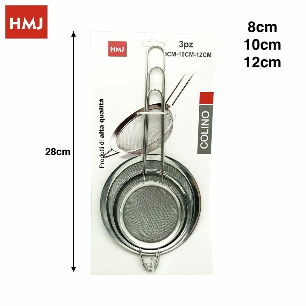 Tris Set 3 Colino In Acciaio Inox 8cm 10cm 12cm Passino Pasticceria Setaccio hmj