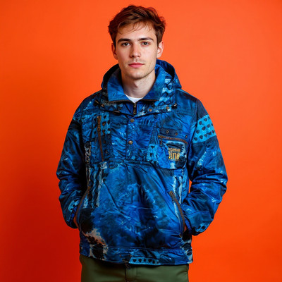 Vintage 80s 90s blue and navy abstract Winter Jacket - Size XL