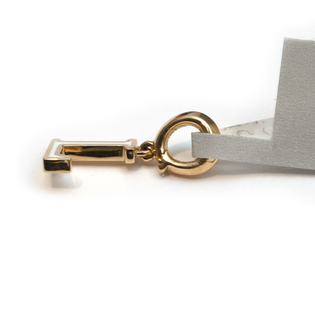 Pre-owned David Yurman 8mm Petite Gold & Enamel L Initial Pendant Charm Enhancer In Yellow White