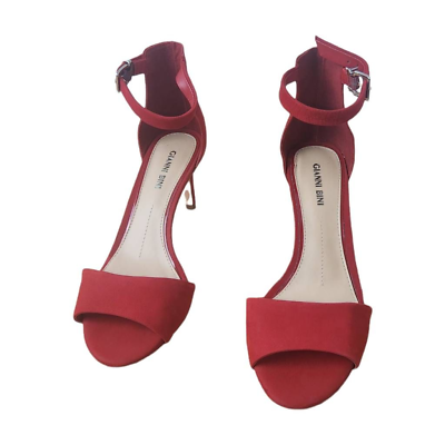 Gianni Bini Womens Ankle Strap Stiletto Heels Shoes Red Leather