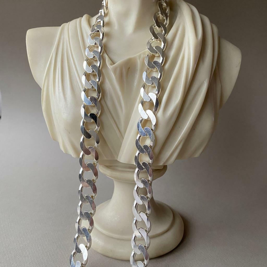 Pre-owned Handmade Mens Cuban Link Chain Necklace 13mm 154gr 26 Inch 925 Sterling Silver