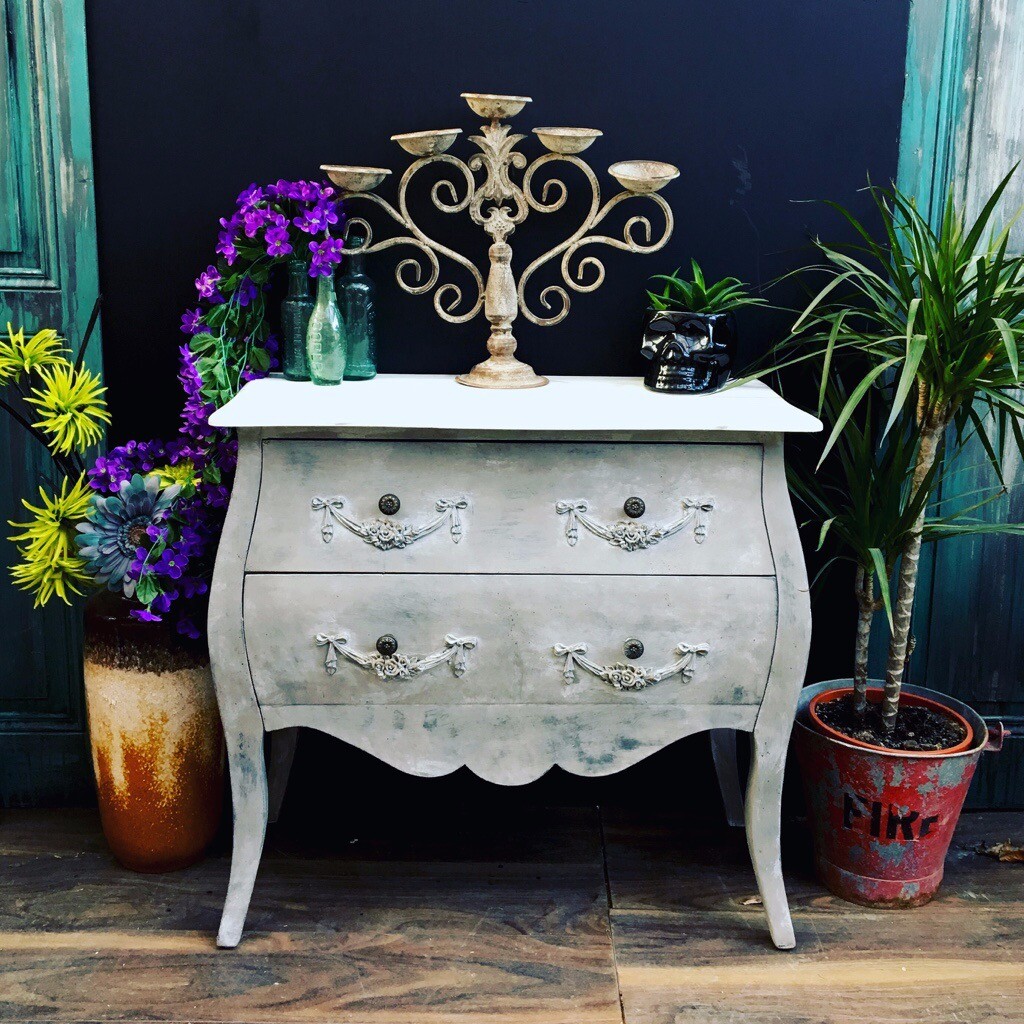 CHEST OF DRAWERS FRENCH GREY BOMBE LOUIS X1V STYLE in Battersea