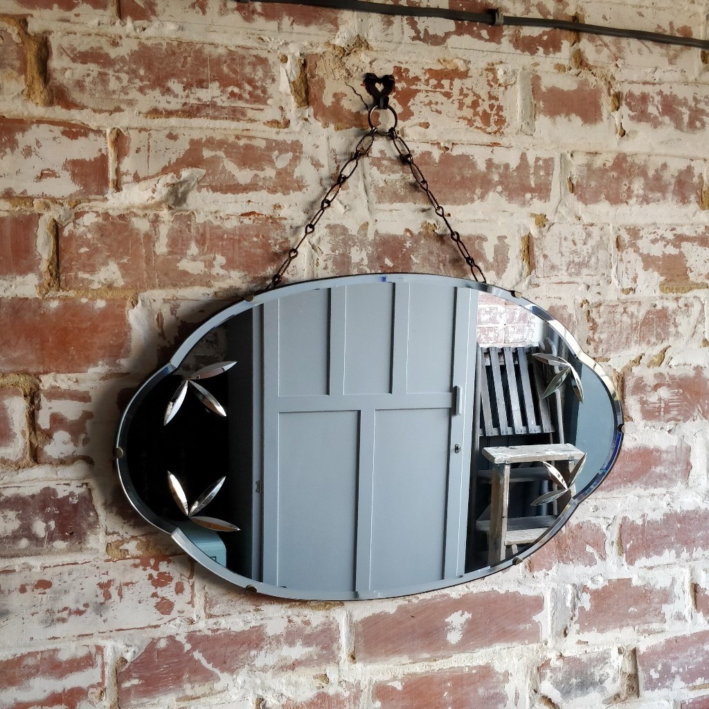 vintage mirror. antique mirror. hall wall mirror. bevelled mirror