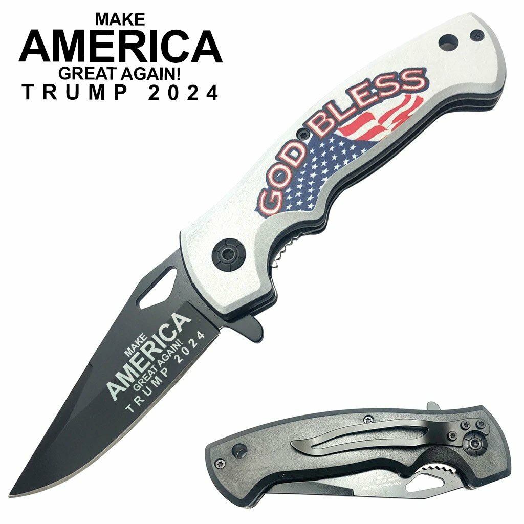 Trump 2024 Spring Assisted Opening Tactical Pocket Knife EDC with Liner