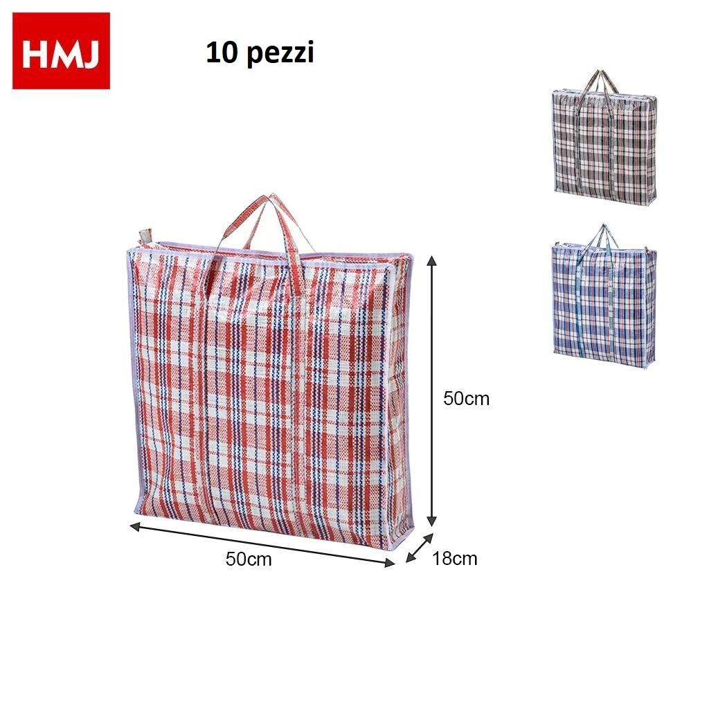 Set 10 Pezzi Buste Borse Per La Spesa Shopping Bag Shopper 50x50x18cm hmj