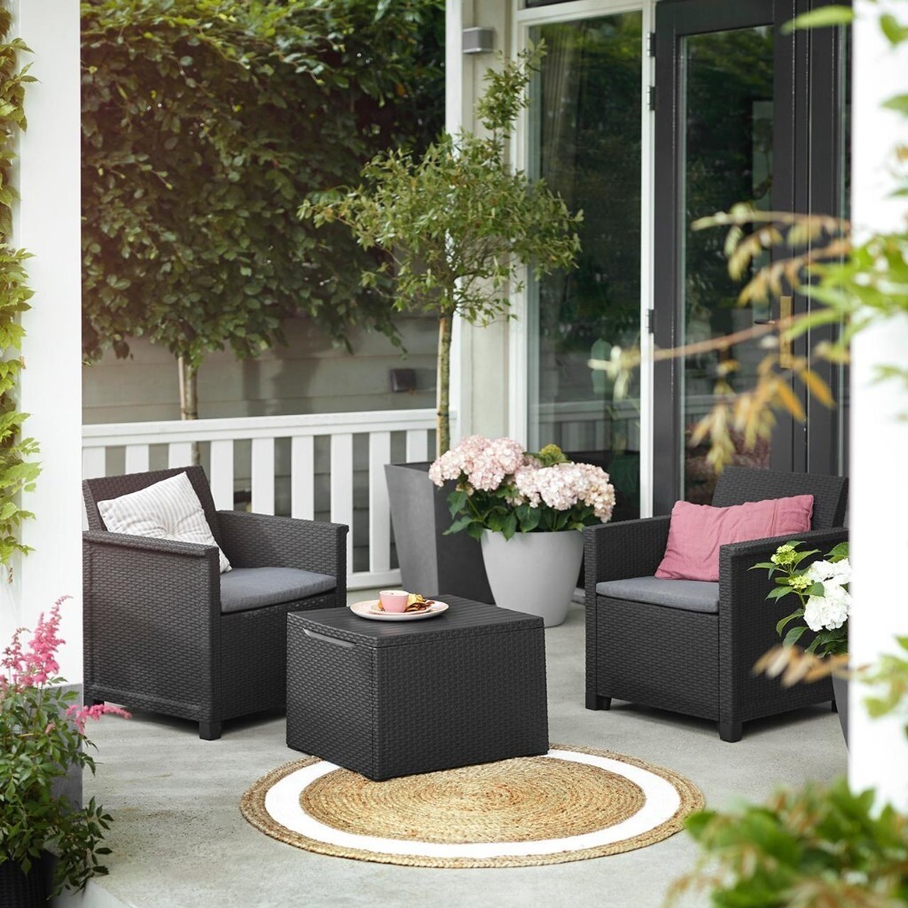 BRAND NEW KETER EMMA 4 SEATER PLASTIC RATTAN GARDEN/LOUNGE FURNITURE