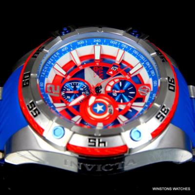 Pre-owned Invicta Marvel Captain America Bolt Viper 52mm Chronograph Limited Watch