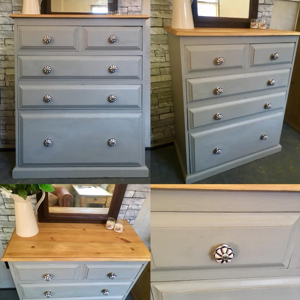 Solid pine upcycled 5 drawer chest of drawers in Culverhouse Cross