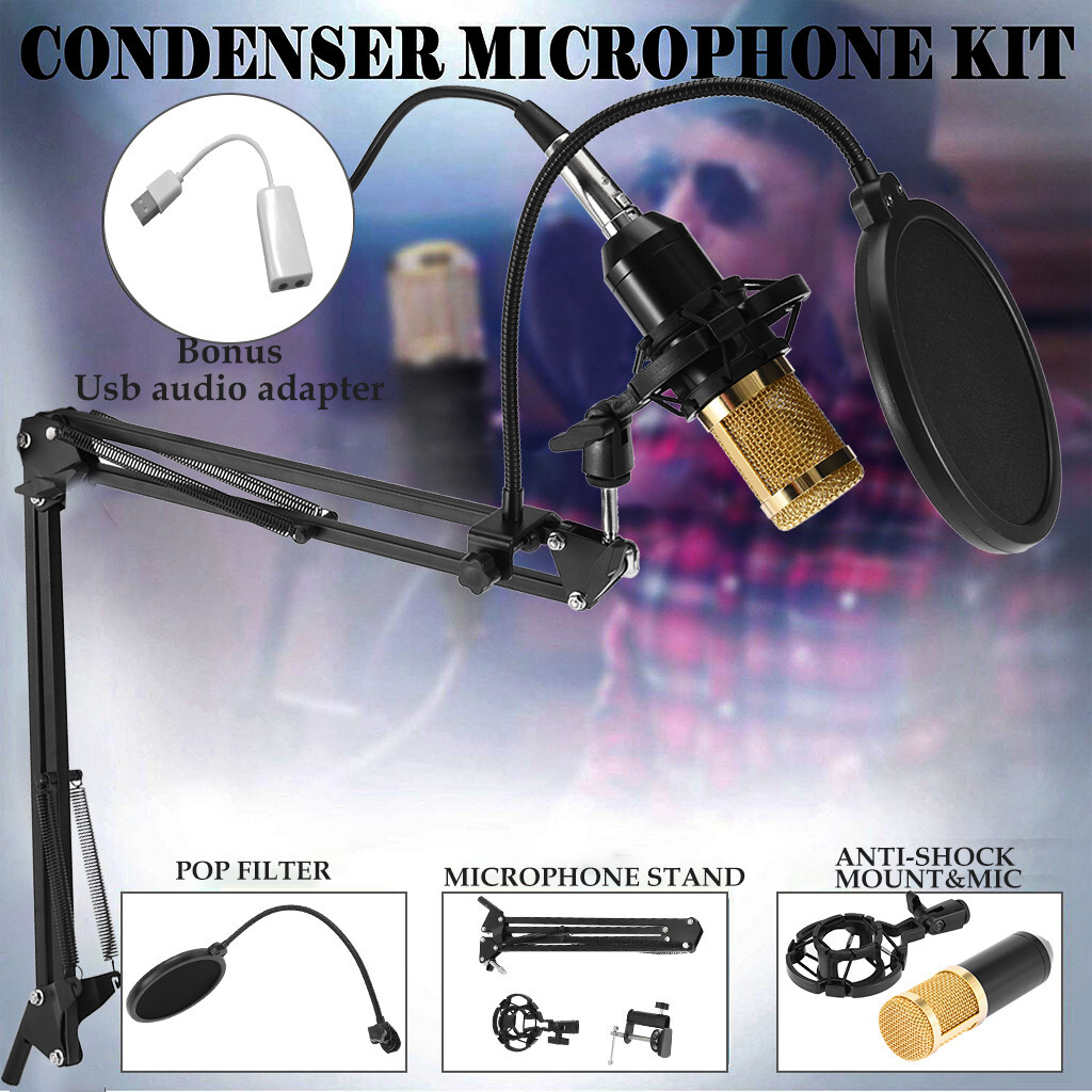 ♪BM800 Condenser Microphone Kit Studio-Pro Audio Recording Arm Stand ...