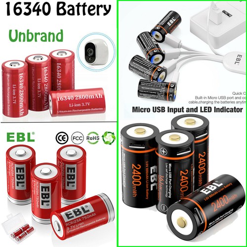 EBL 16340 CR123A USB Rechargeable Lithium Li-ion Batteries For Arlo Camera Lot