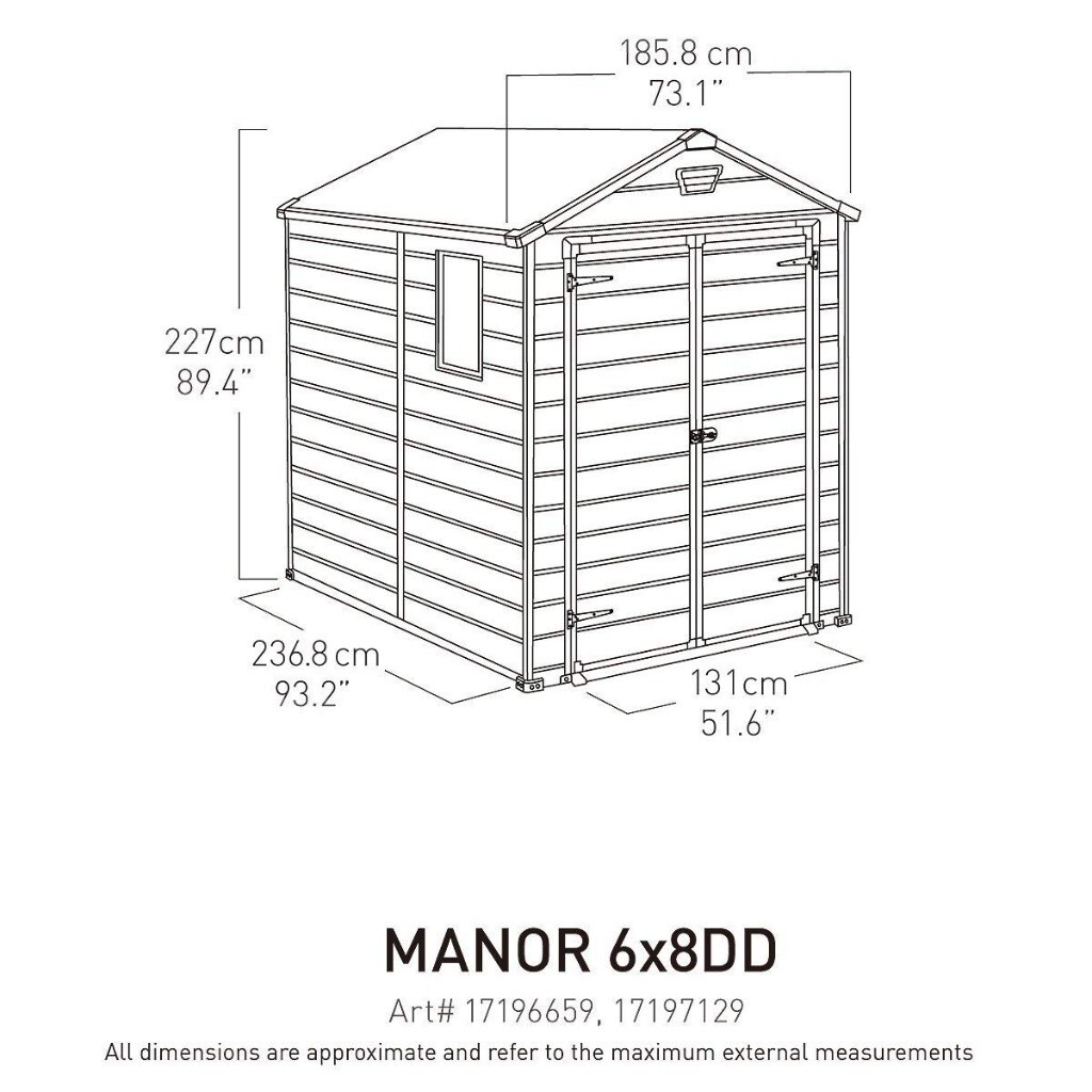 Keter 6x8 feet Manor Outdoor Plastic Garden Storage Shed Beige Free