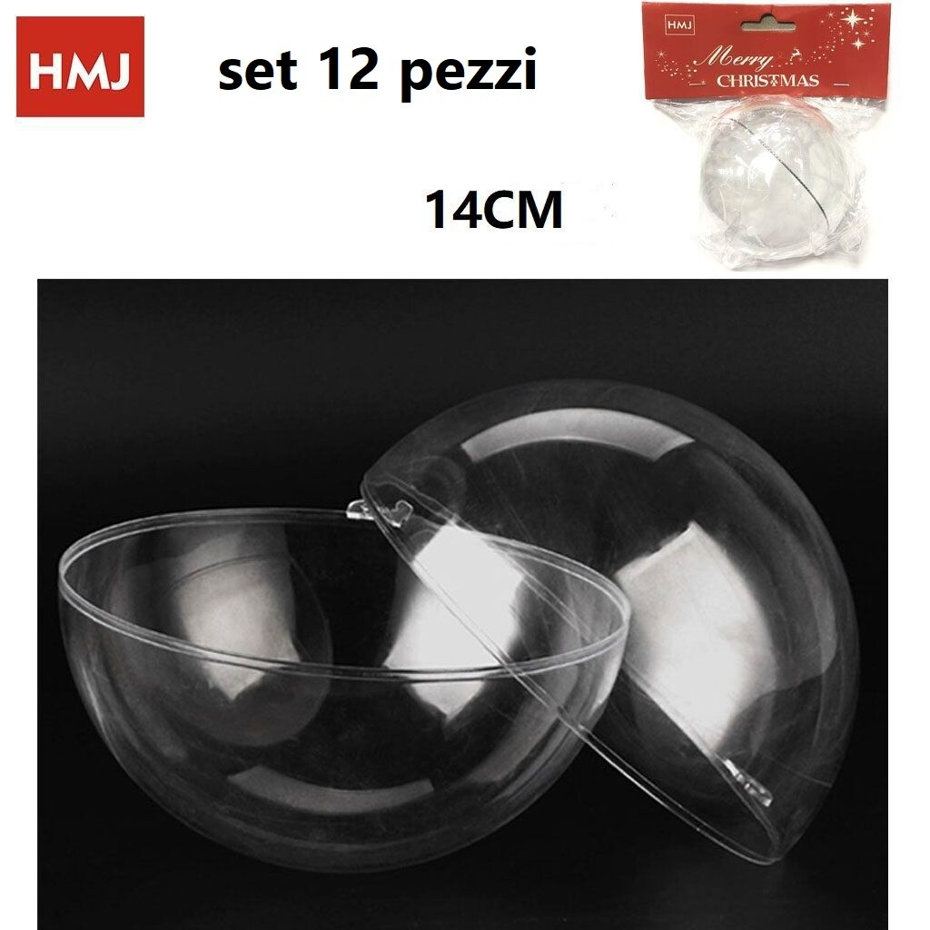Set 12 Pezzi Sfera Apribile In Plastica Trasparente Diametro 14cm hmj
