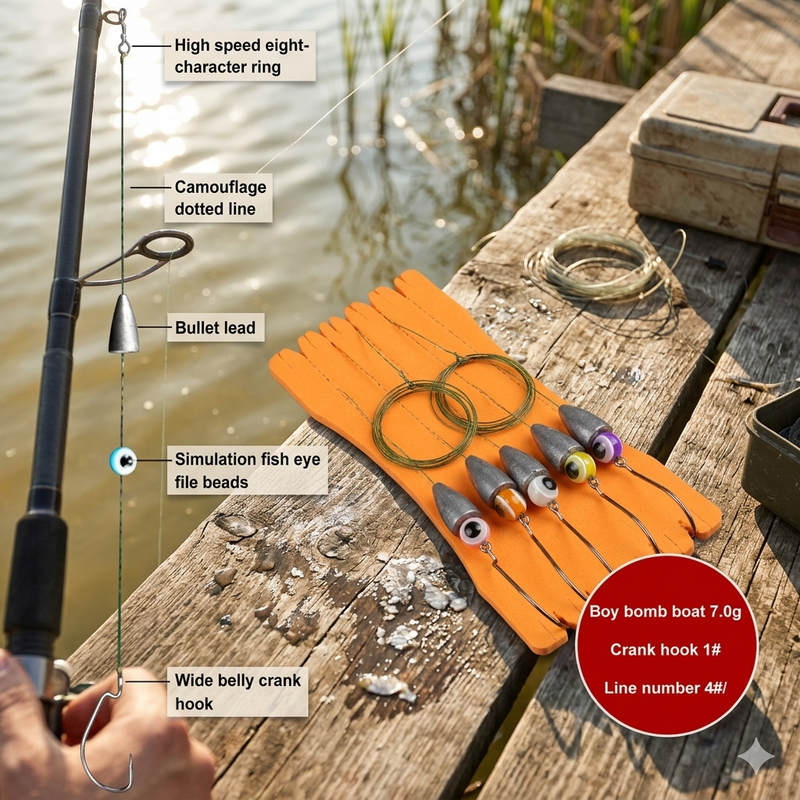 Texas Rig Fishing Tackle Set Weighted Hooks Line Bass Fishing Gear Kit