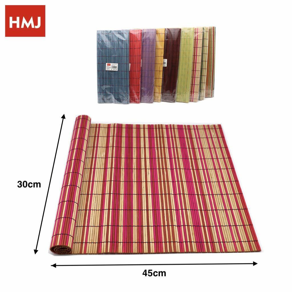 Set 12 Pezzi Tovagliette Tovaglie In Bambù Legno Colorato Colazione hmj