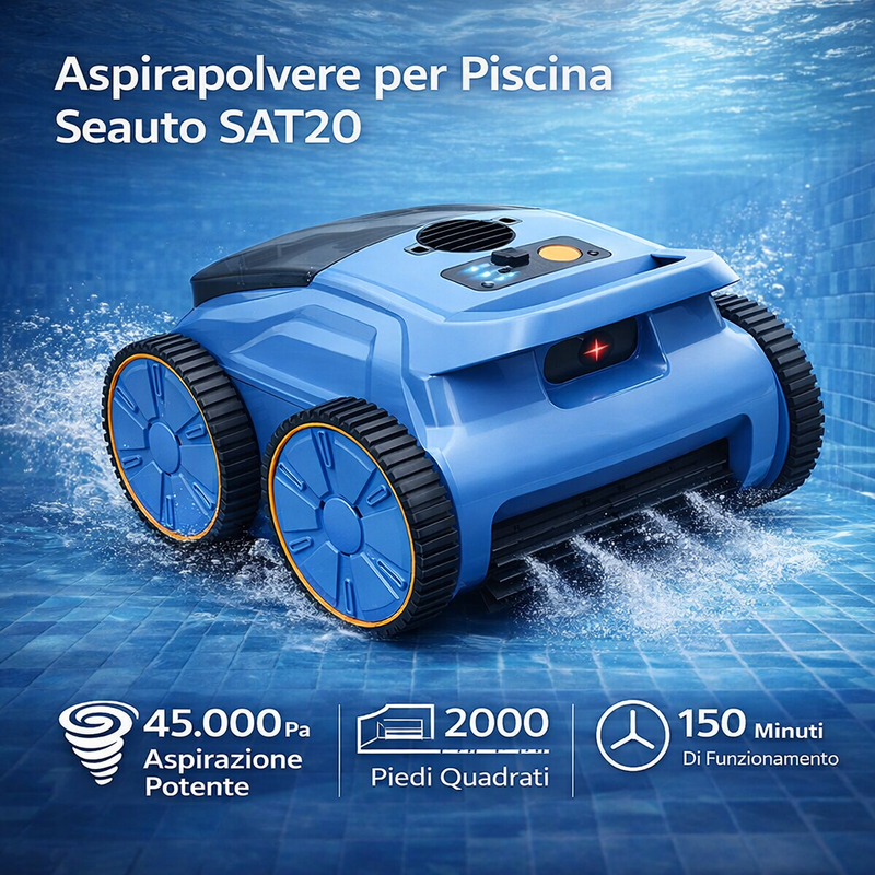Robot Piscina Professionale Pulitore Aspirapolvere 45000Pa 150min Autonomia