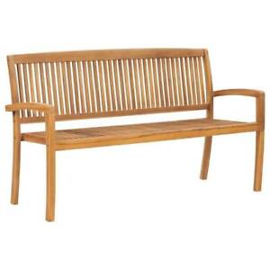 3-Seater Stacking Garden Bench 159 cm Solid Teak Wood 2JZ-49389