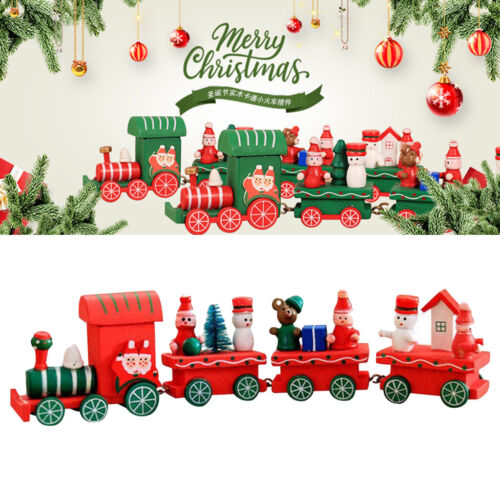 Christmas Wooden Train Santa Claus Xmas Festival Ornament Ho