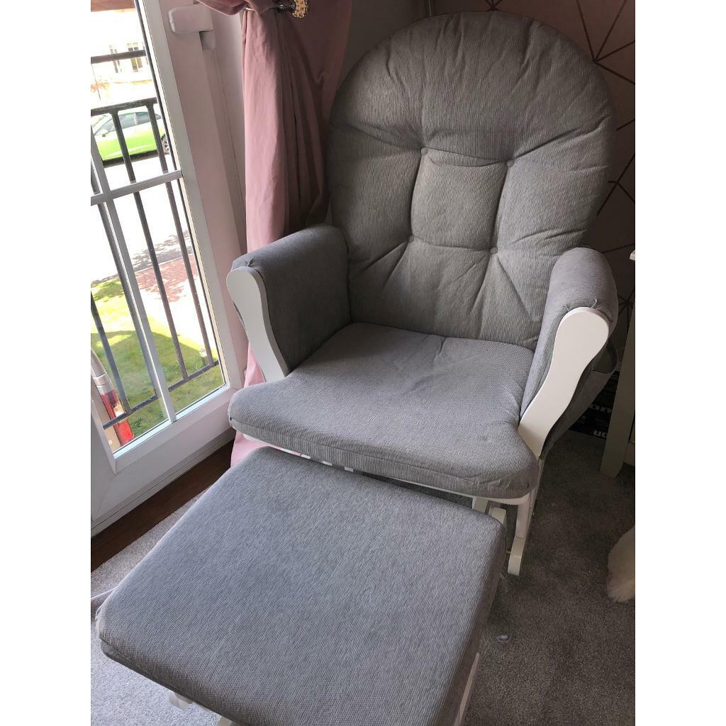 Grey and white nursing rocking chair with stool in Alloa