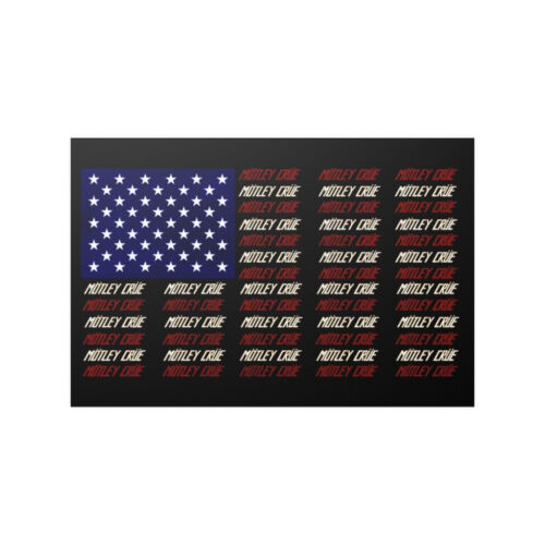 Motley Crue American Flag With Logos Poster