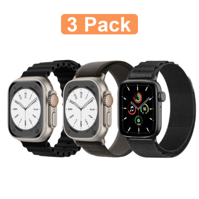 3 PACK For Apple Watch Ocean Band Alpine Trail Loop Ultra 8 7 6 SE 42/44/45/49mm