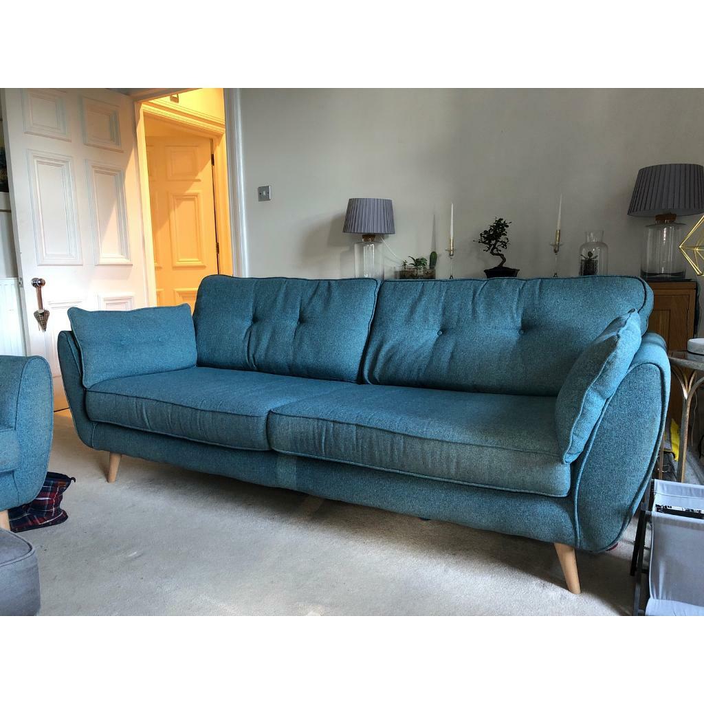 3 seater DFS French Connection sofa in Teal in Bournemouth, Dorset