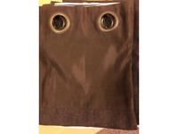 Pair brown eyelet curtains (lined)