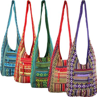 Hippie Bag Cotton Canvas Boho Shoulder Sling Holiday Carry