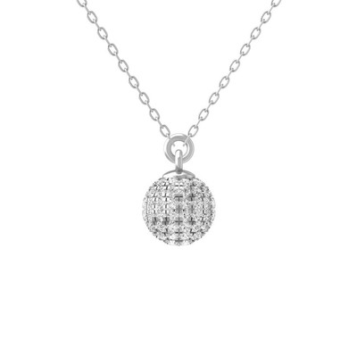Sterling Silver Round Lab Grown Diamond Fashion Pendant 18'' Silver Cable Chain