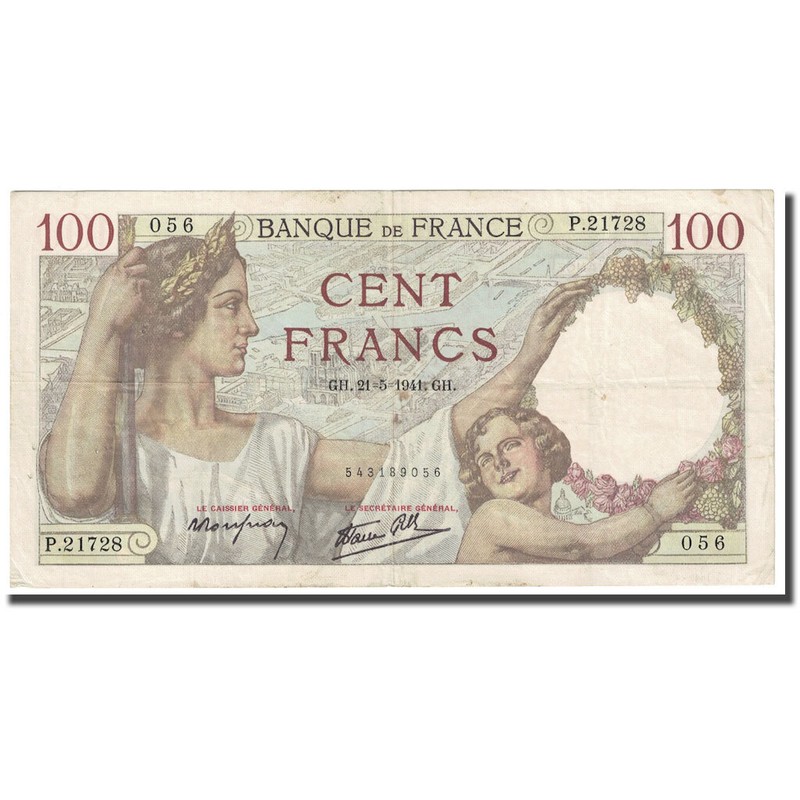 [#644749] France, 100 Francs, Sully, 1941, 1941-05-21, Ttb, Fayette:26.52, Km:94