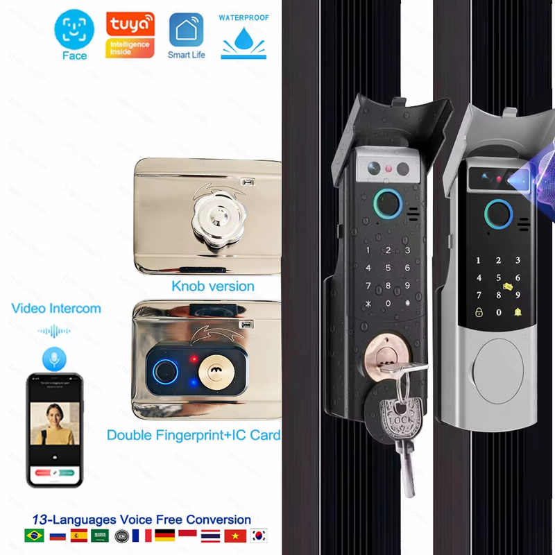 Waterproof Smart Lock Remote APP Video Intercom 3D Face Recognition Tuya Smart H