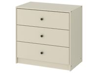 Ikea Chest of 3 drawers, light beige