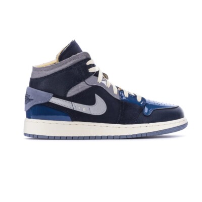 Кроссовки Big Kids Jordan 1 Mid SE Craft Obsidian/бело-французский синий (DX2193 400)