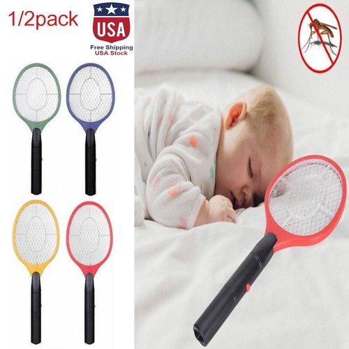 Handheld Mosquito Electric Fly Swatter Zapper Racket Bug Ins