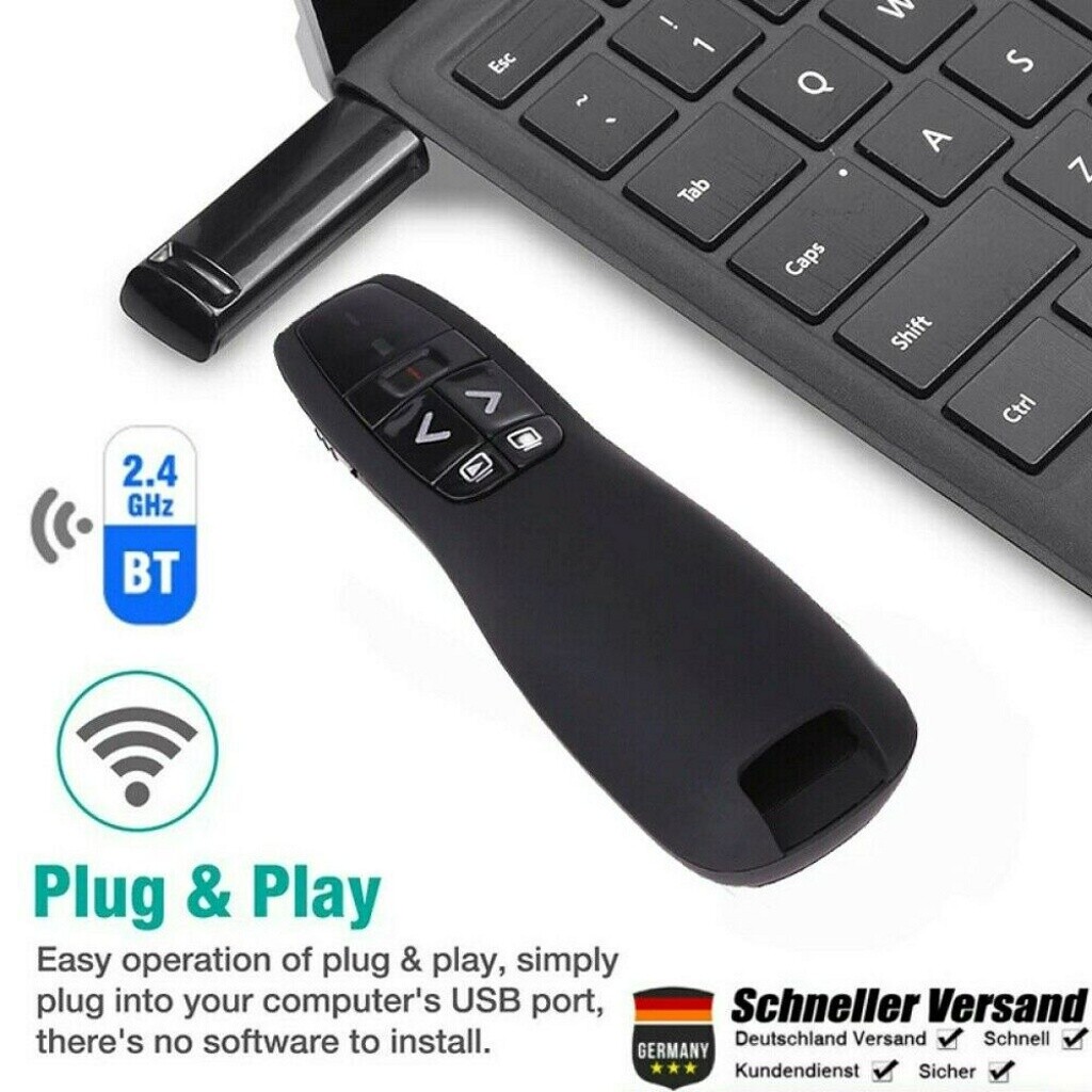 2.4 GHz Logitech Wireless Presenter R400 Remote Schwarz Laserpointer Kabellos