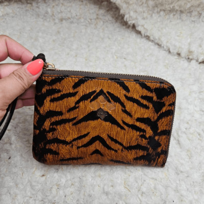 Patricia Nash Tiger Striped Leather Wristlet Wallet