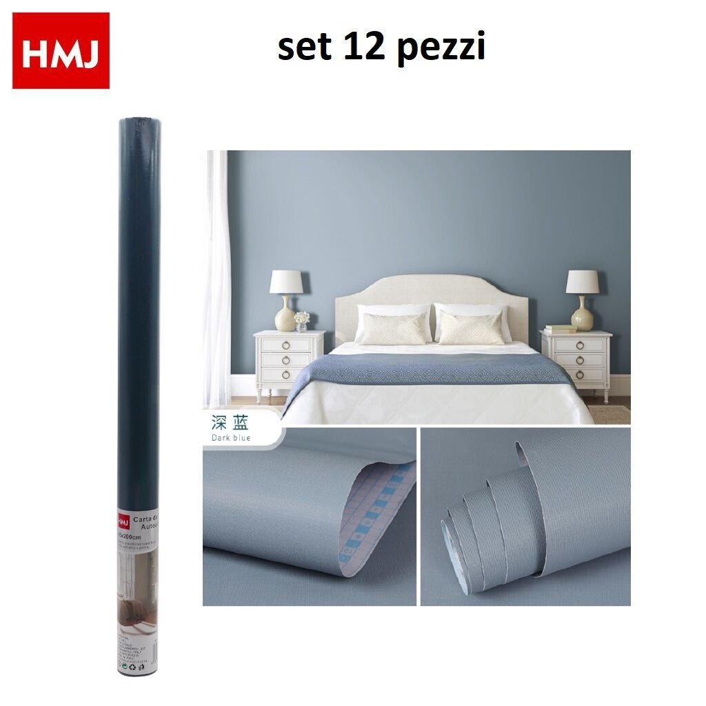 Set 12 Pezzi Rotolo Adesivo Per Muri Parete In Pvc 45cmx2mt Avio 24046 hmj